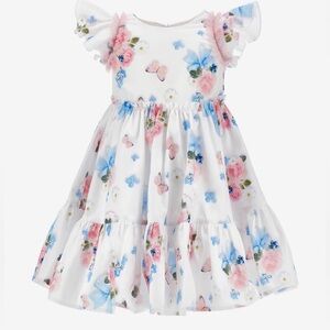 Baby Girls Butterflies and Flowers Dress in White NWT 12 month